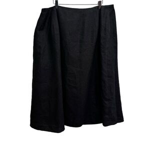 Talbots Black 100% Linen Midi Skirt Size 24 Neutral